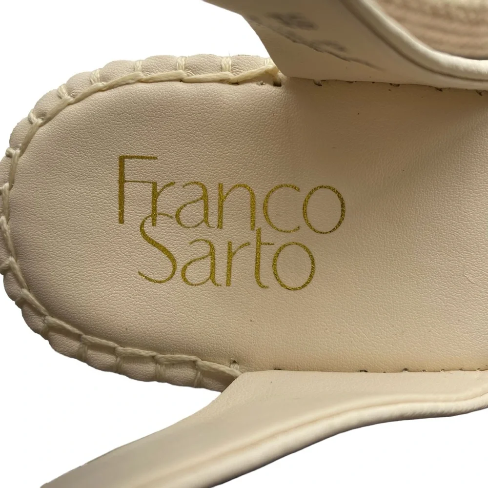 Franco Sarto Sandals Carmina Ivory White Leather Wedge Strappy Casual Size 9 - Picture 7 of 12